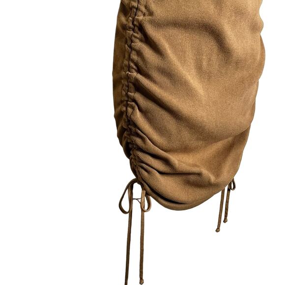 LIONESS Military Minds Dress Size Small Tan Brown Side Ruching Stretchy Tank - Picture 5 of 8